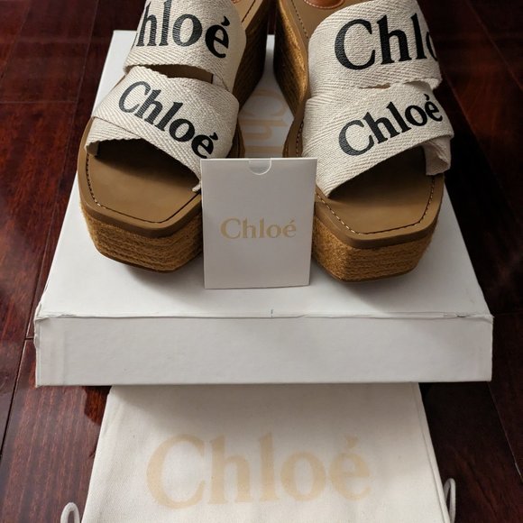 REDUCED !!! CHLOE WOODY CLOTH WEDGES - Picture 2 of 7